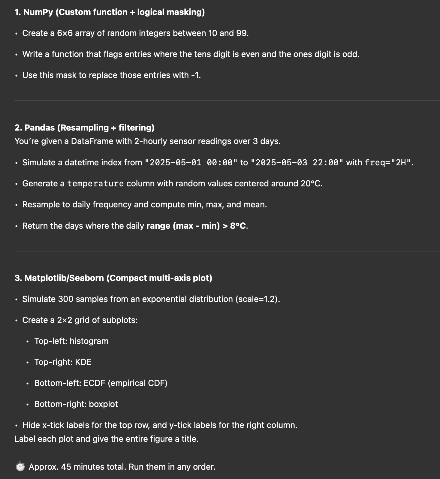 Example warm-up exercises