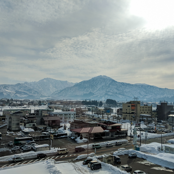 The town at the base of Yamadera, Japan